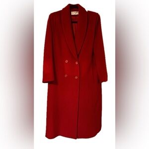 VTG. Pavilion Petite Red Double Breasted Wool Trench. Size M.